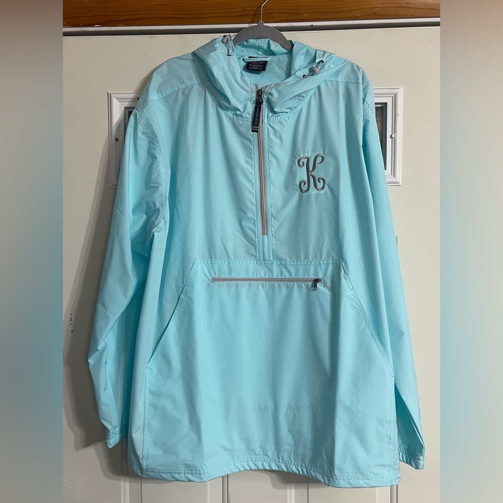 Charles River rain pullover Monogrammed with a “K”